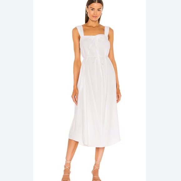 VINCE White Poet Linen Blend Midi Dress Size M $345 - Picture 1 of 14